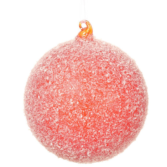 4.5" Red Snow Flocked Glass Ornament