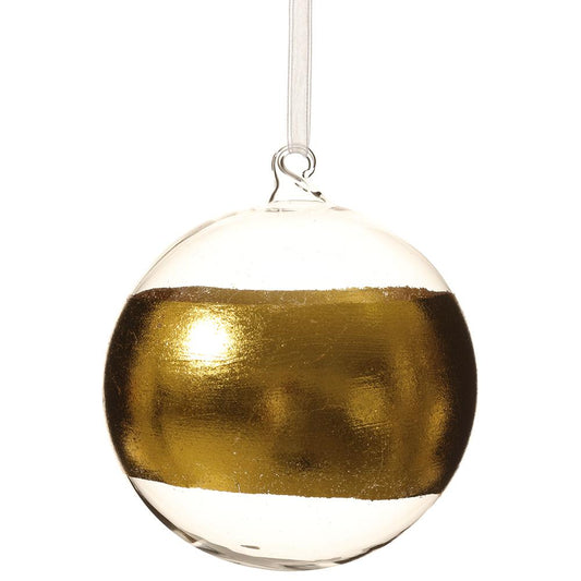 5" Gold Clear Glass Ball Ornament