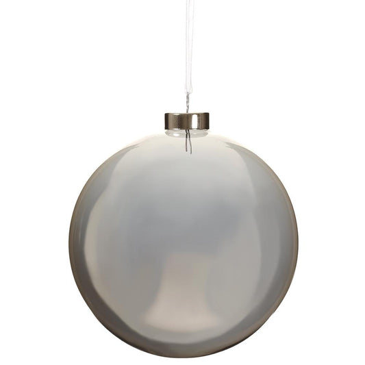 5" Silver Clear Glass Ball Ornament