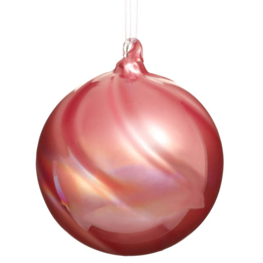 5" Mauve Swirl Glass Ball Ornament