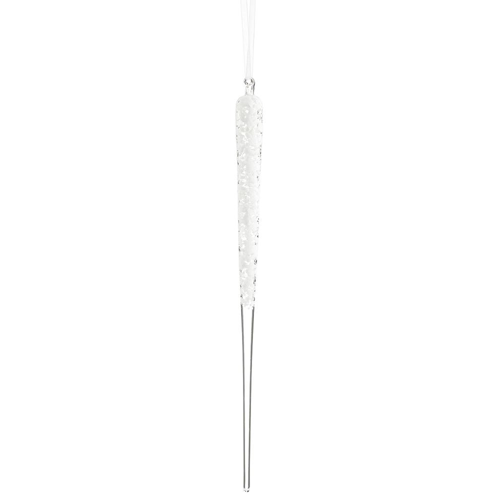 15" Snowed Icicle Glass Ornament