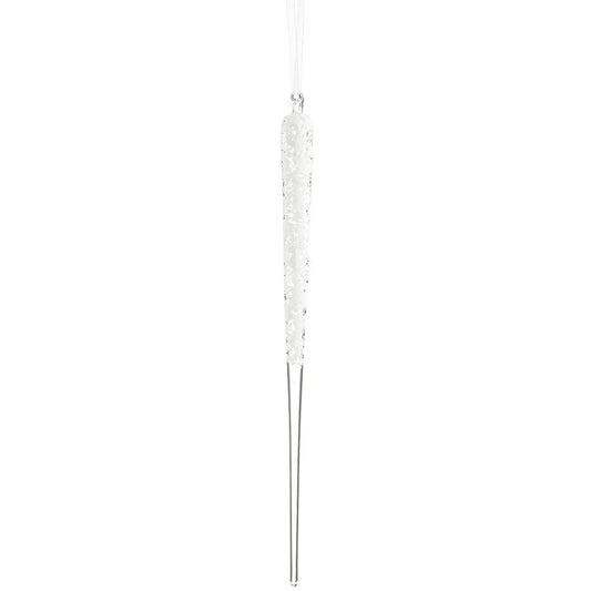 15" Snowed Icicle Glass Ornament