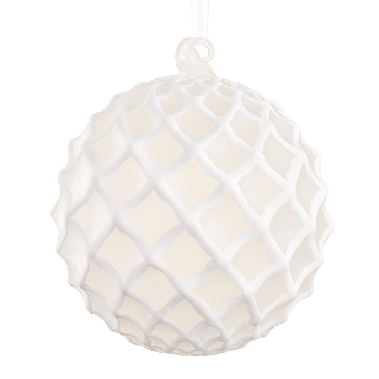 6" White Frosted Glass Ball Ornament