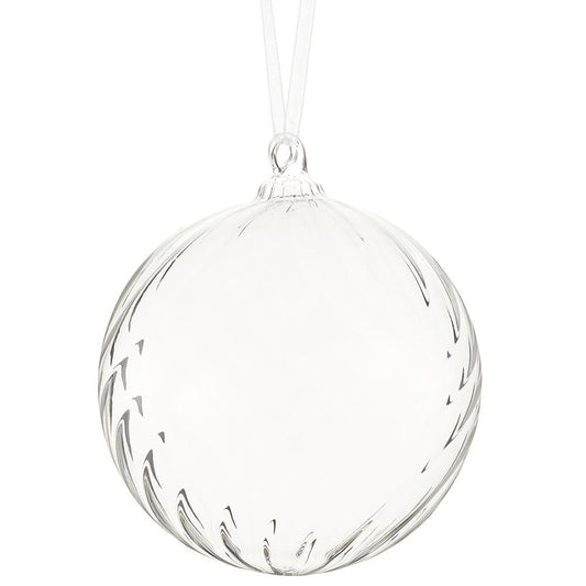 5" Clear Swirl Glass Ball Ornament