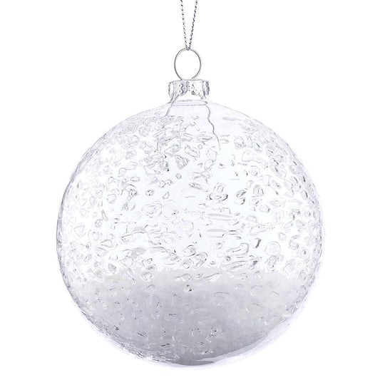 4" Snowed Glass Ball Ornament