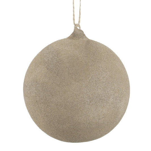 5" Beige Glitter Glass Ball Ornament