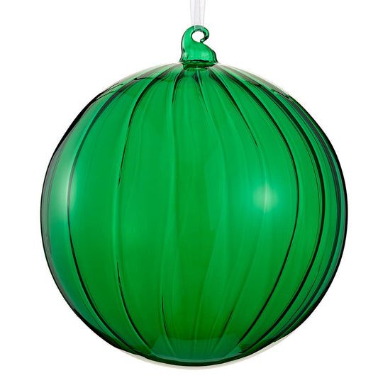 8" Green Swirl Glass Ball Ornament
