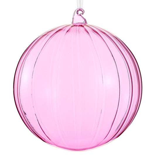 8" Pink Swirl Glass Ball Ornament