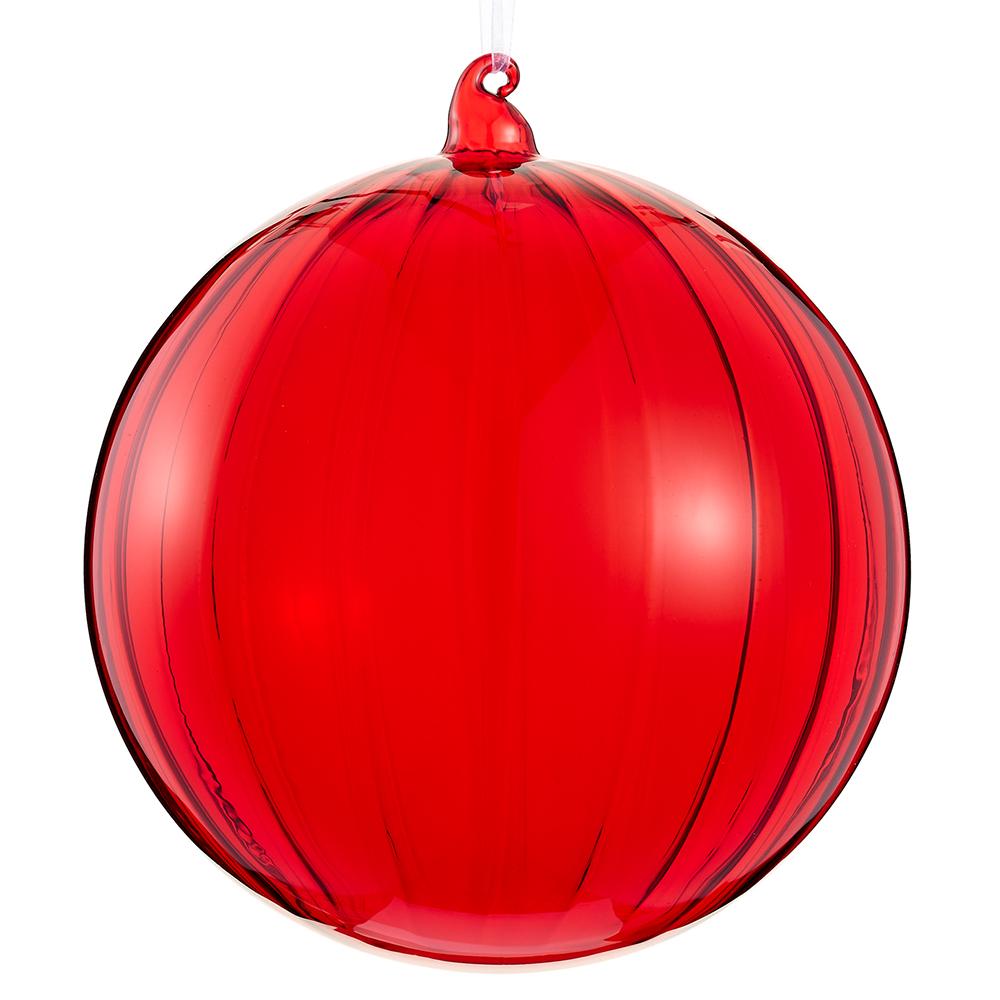 8" Red Swirl Glass Ball Ornament