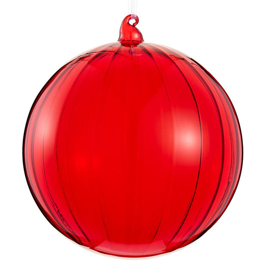8" Red Swirl Glass Ball Ornament