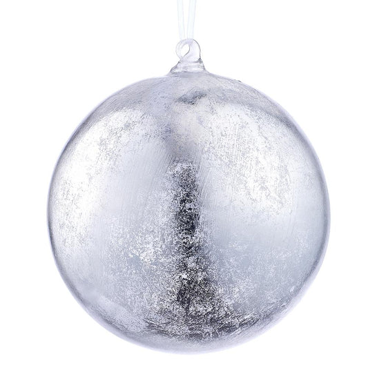 8" Silver Glass Ball Ornament
