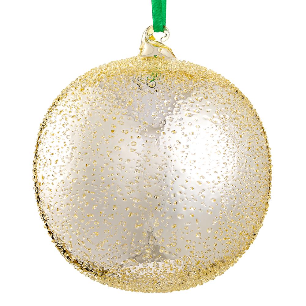 6" Gold Beaded Glass Ball Ornament