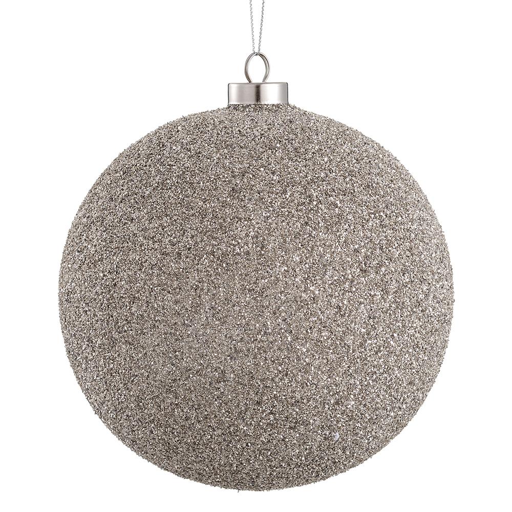 6" Silver Beaded Glass Ball Ornament