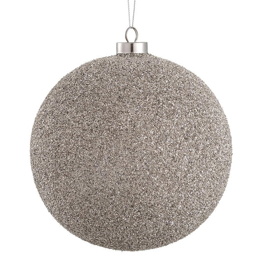 6" Silver Beaded Glass Ball Ornament
