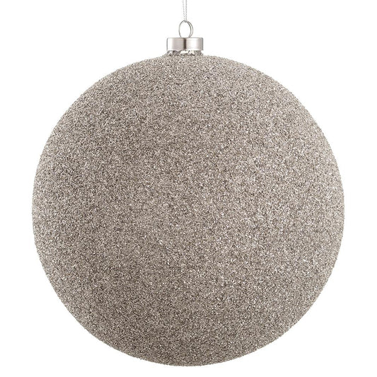 8" Silver Beaded Glass Ball Ornament