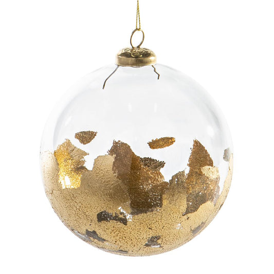 5" Clear Glass Ball Gold Ornament