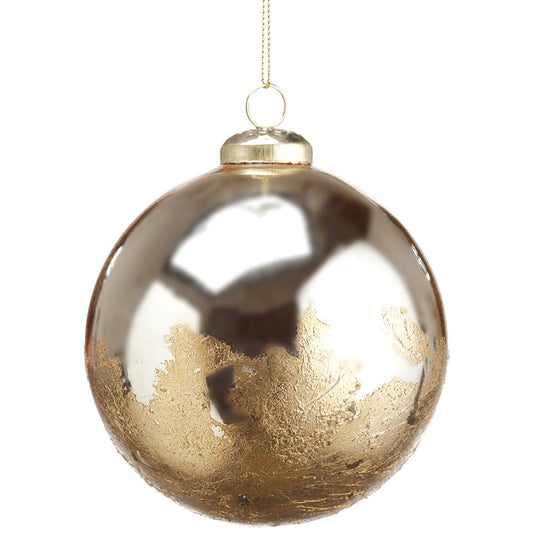 4" Champagne Foil Glass Ball Ornament