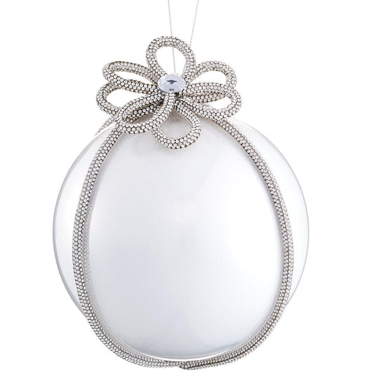 6" Pearl Diamond Trim Glass Ball Ornament