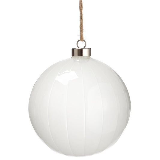 5" Glass Ball White Ornament