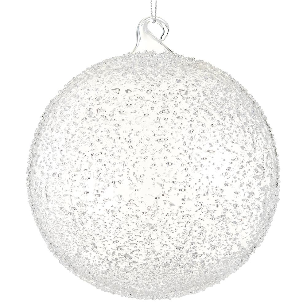 6" Clear Beaded Glass Ball Ornament