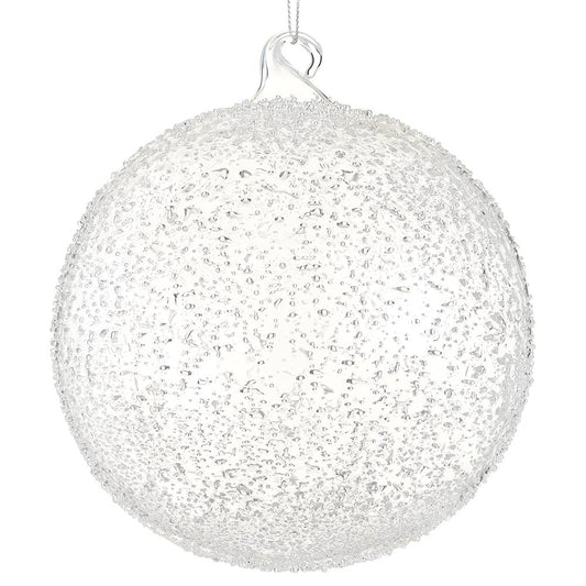 6" Clear Beaded Glass Ball Ornament