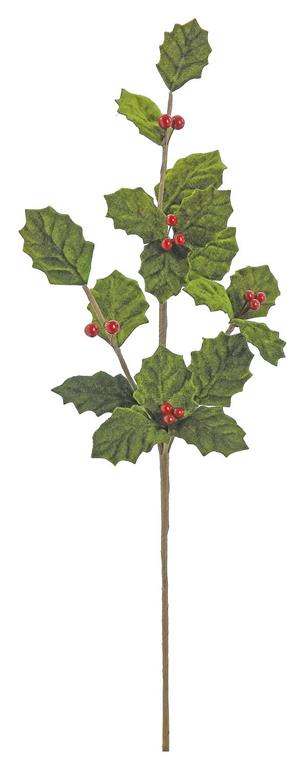 24" Holly Berry Velvet Leaf