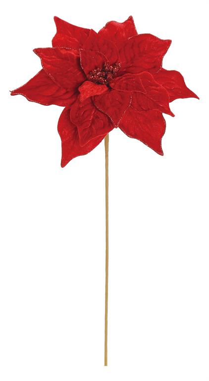 20" Red Poinsettia Velvet with Glitter