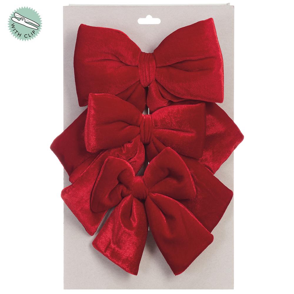 Set/3 5-7” Red Velvet Bow