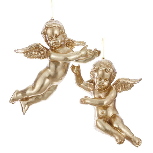 Set/2 17” Cherub Ornament Gold