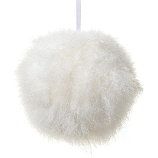 6" White Fur Ornament