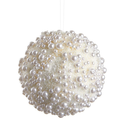 5" Pearl Beaded Ornament White