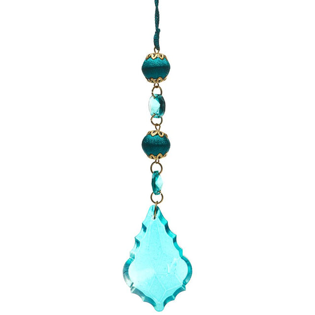 Green turquoise ornament with crystal drop green turquoise detail.
