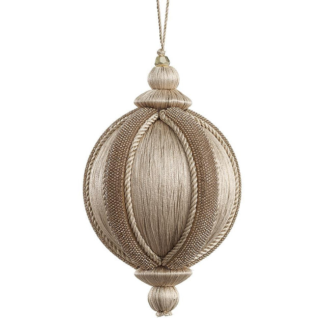 Copper yarn ball ornament with a champagne sparkle finish.
