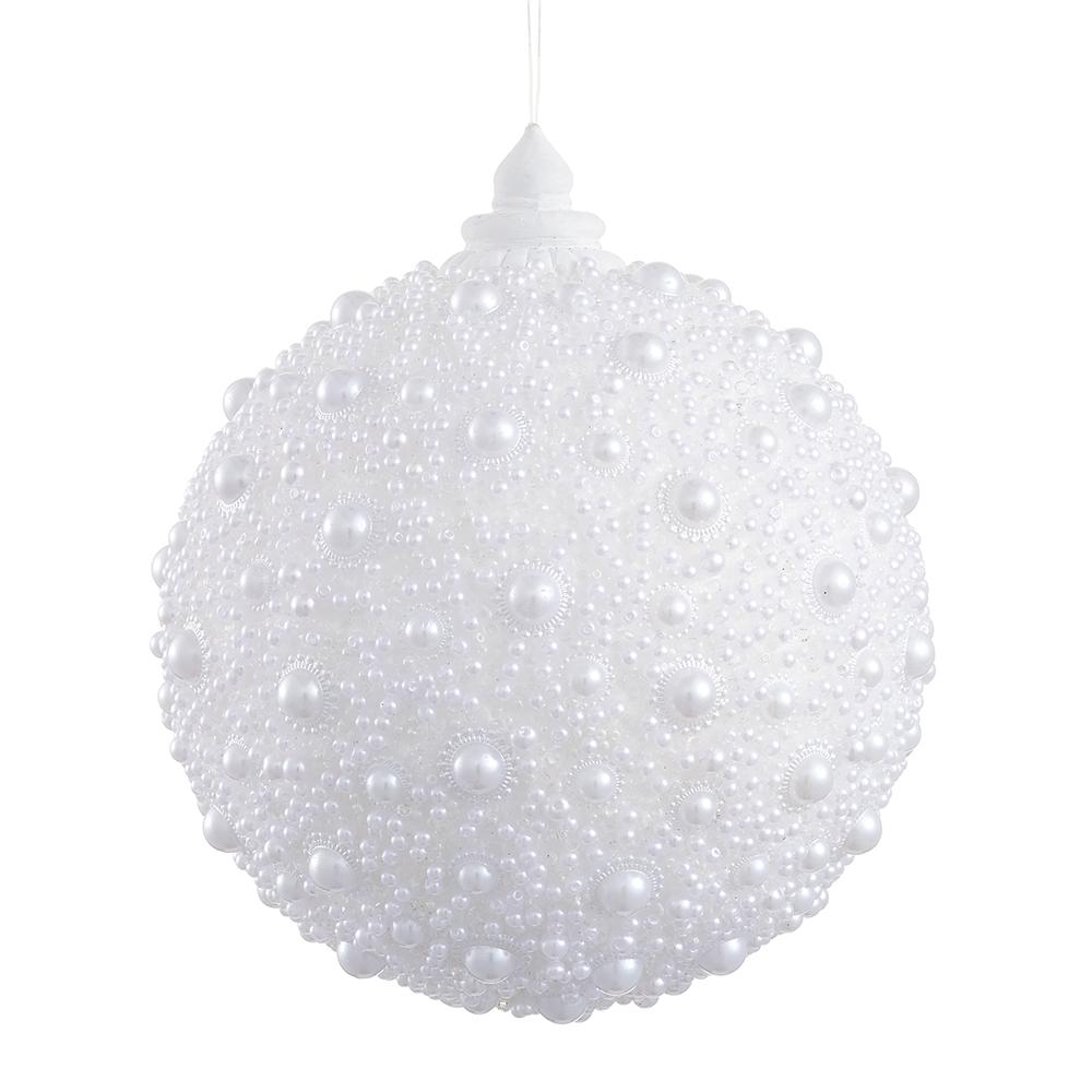 6" White Pearl Ball Ornament