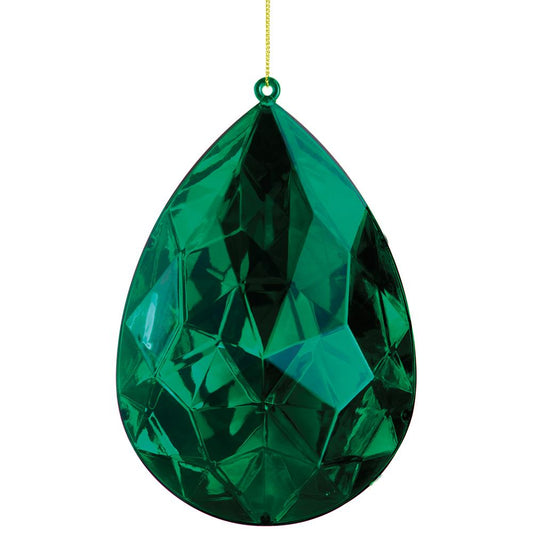6" Green Gem Ornament Plastic