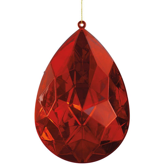 6" Red Gem Ornament Plastic