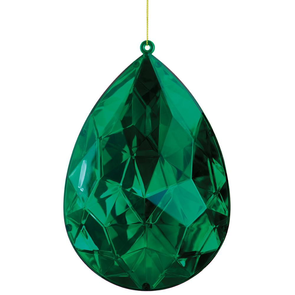 7.5" Green Gem Ornament Plastic