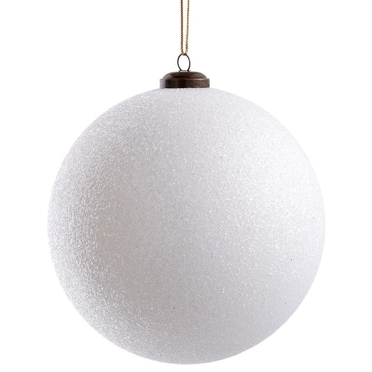 6" Glitter Ball Ornament White