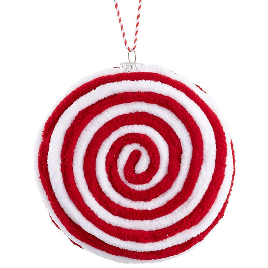 5" Peppermint Candy Ornament Red White