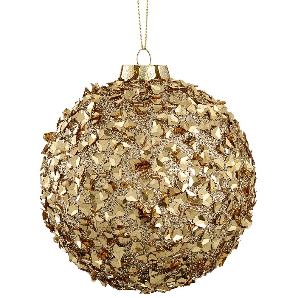 5" Gold Beaded Ornament