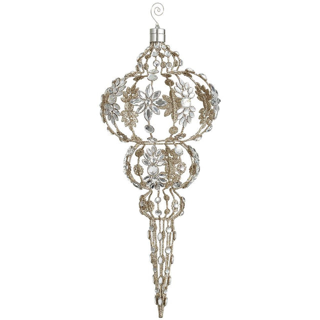 Clear rhinestone finial ornament for holiday decorating