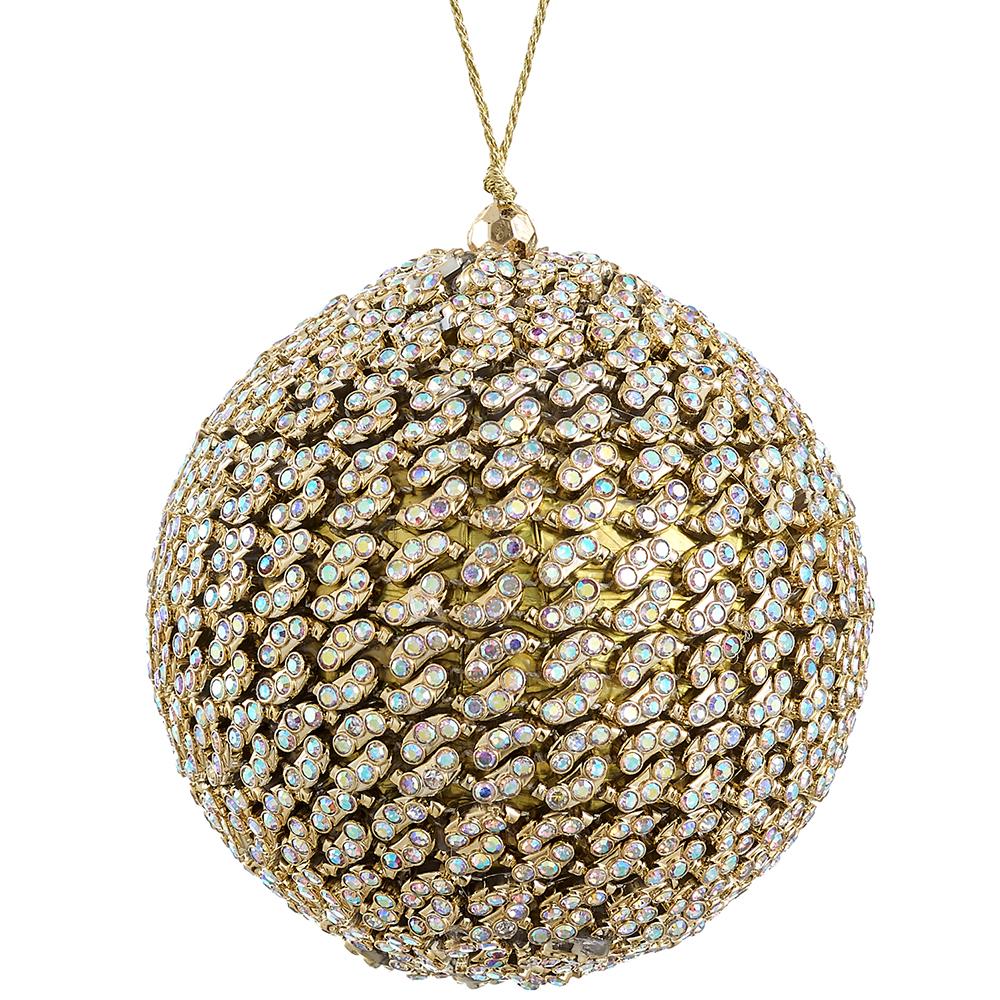 4" Gold Diamond Ball Ornament