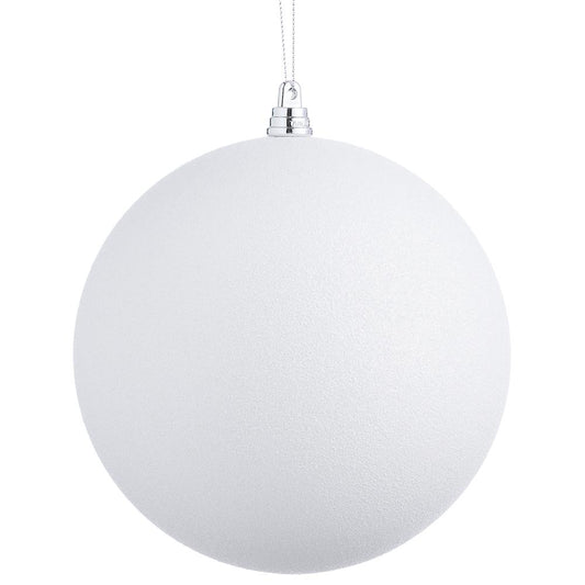 6" White Glitter Ball Ornament