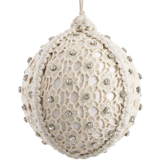 5" Rhinestone Flower Lace Ball Ornament