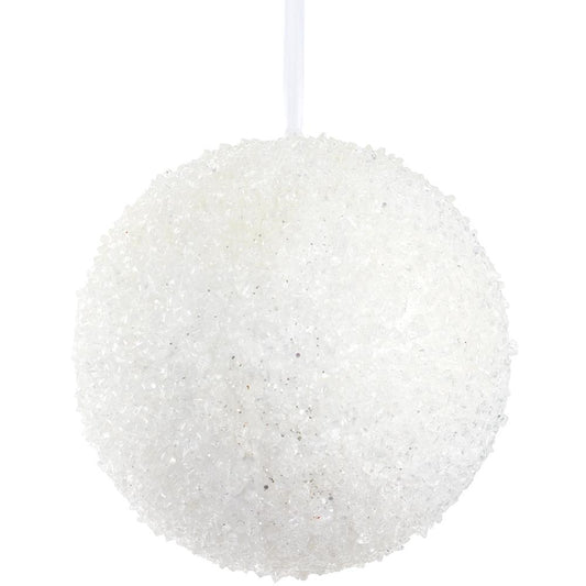 10" White Iced Ball Ornament