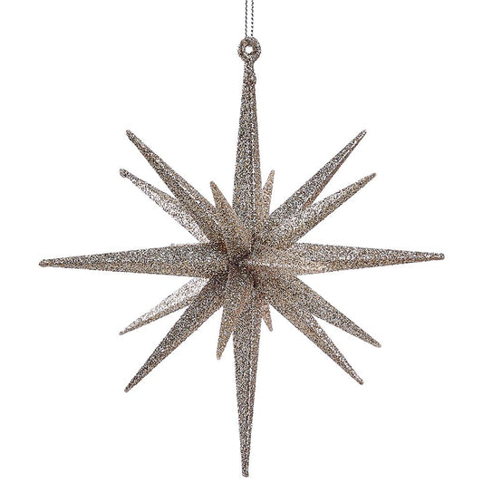 6" Star Ornament Glitter Gold