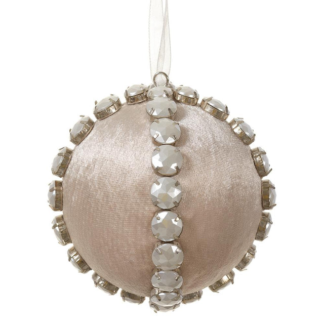 Pearl fabric ornament with soft padded fabric with a luminous pearl tone.