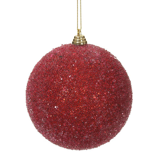 4" Red Beaded Ball Ornament