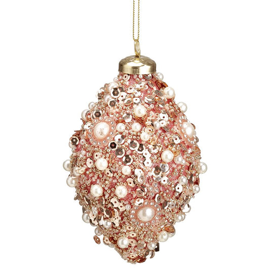 5.5" Pink Pearl Finial Beaded