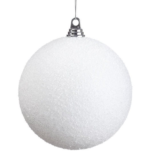 8" Snowed White Ball Ornament
